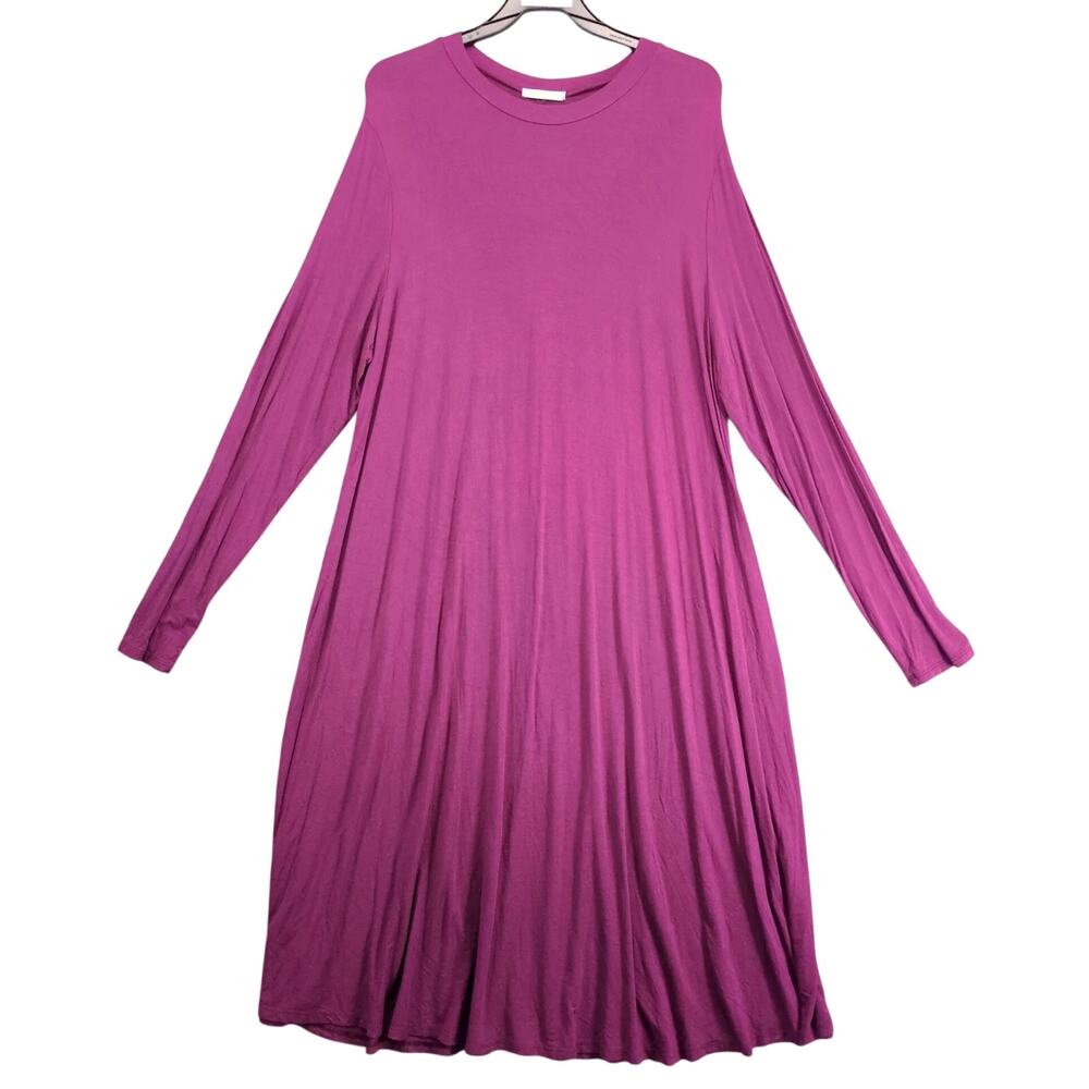 Reborn J Fuchsia Midi Swing Dress Plus Size 3XL‎ Made USA Buttery Soft Jersey